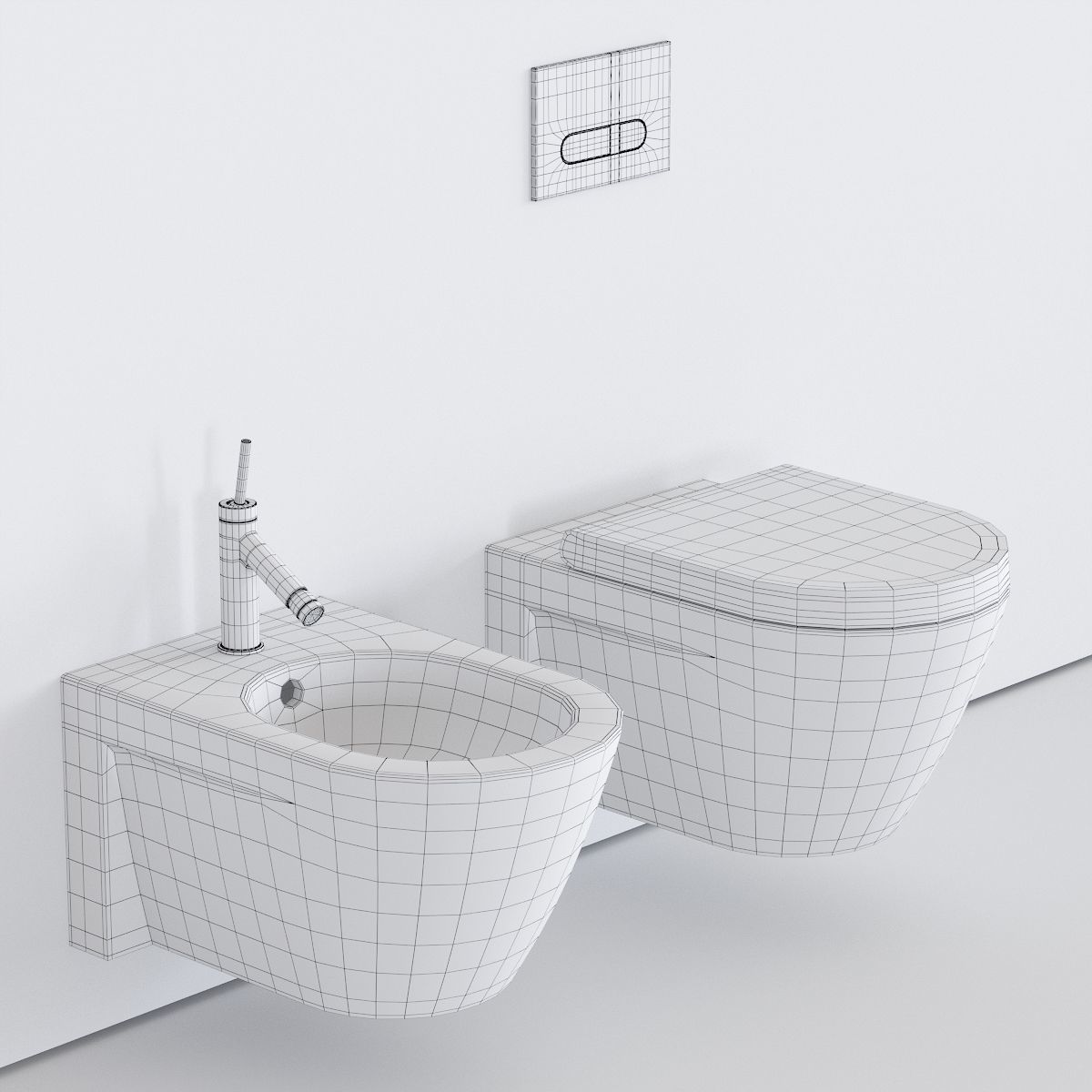 Duravit Starck 2 Wall-hung WC Low-poly 3D model_4
