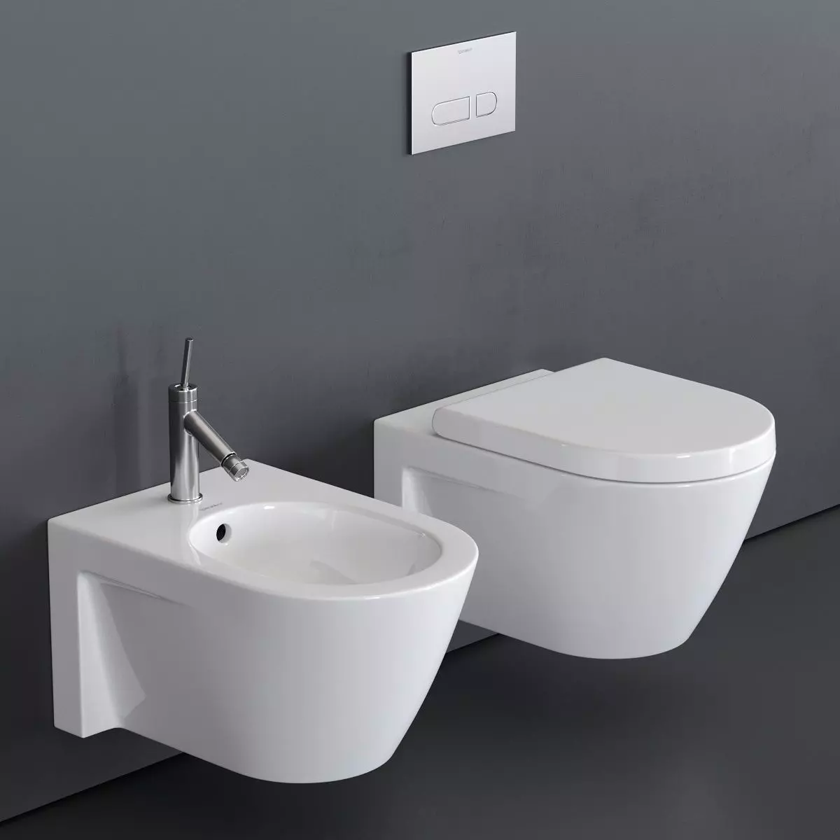 Duravit Starck 2 Wall-hung WC Low-poly 3D model_0