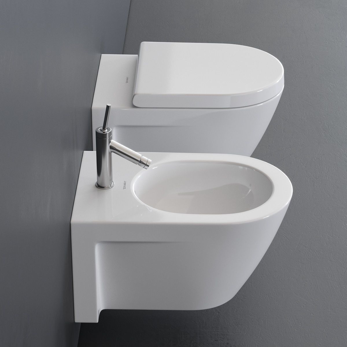 Duravit Starck 2 Wall-hung WC Low-poly 3D model_1