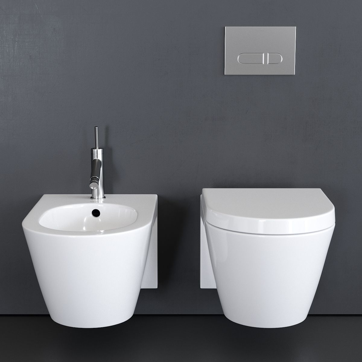 Duravit Starck 2 Wall-hung WC Low-poly 3D model_2