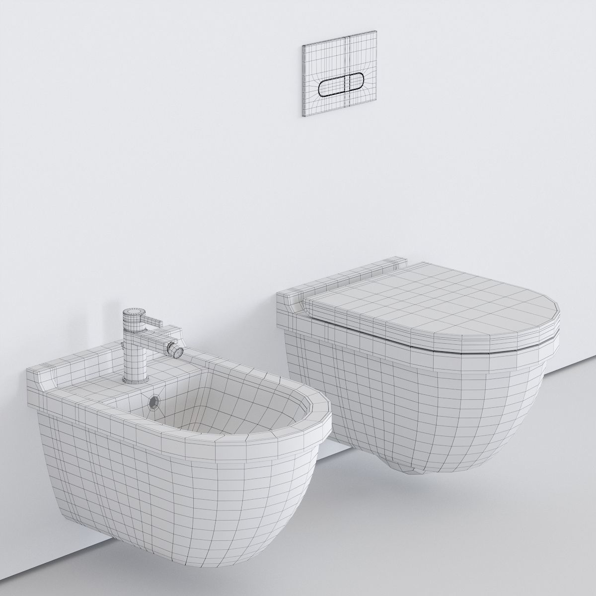 Duravit Starck 3 Wall-hung WC Low-poly 3D model_4