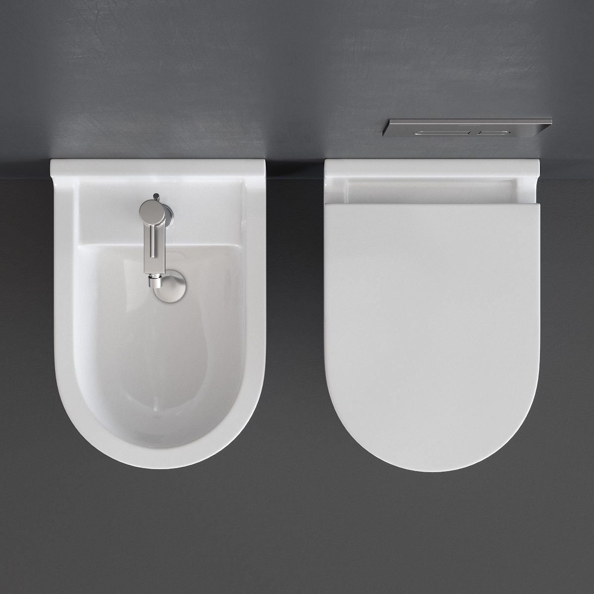 Duravit Starck 3 Wall-hung WC Low-poly 3D model_3