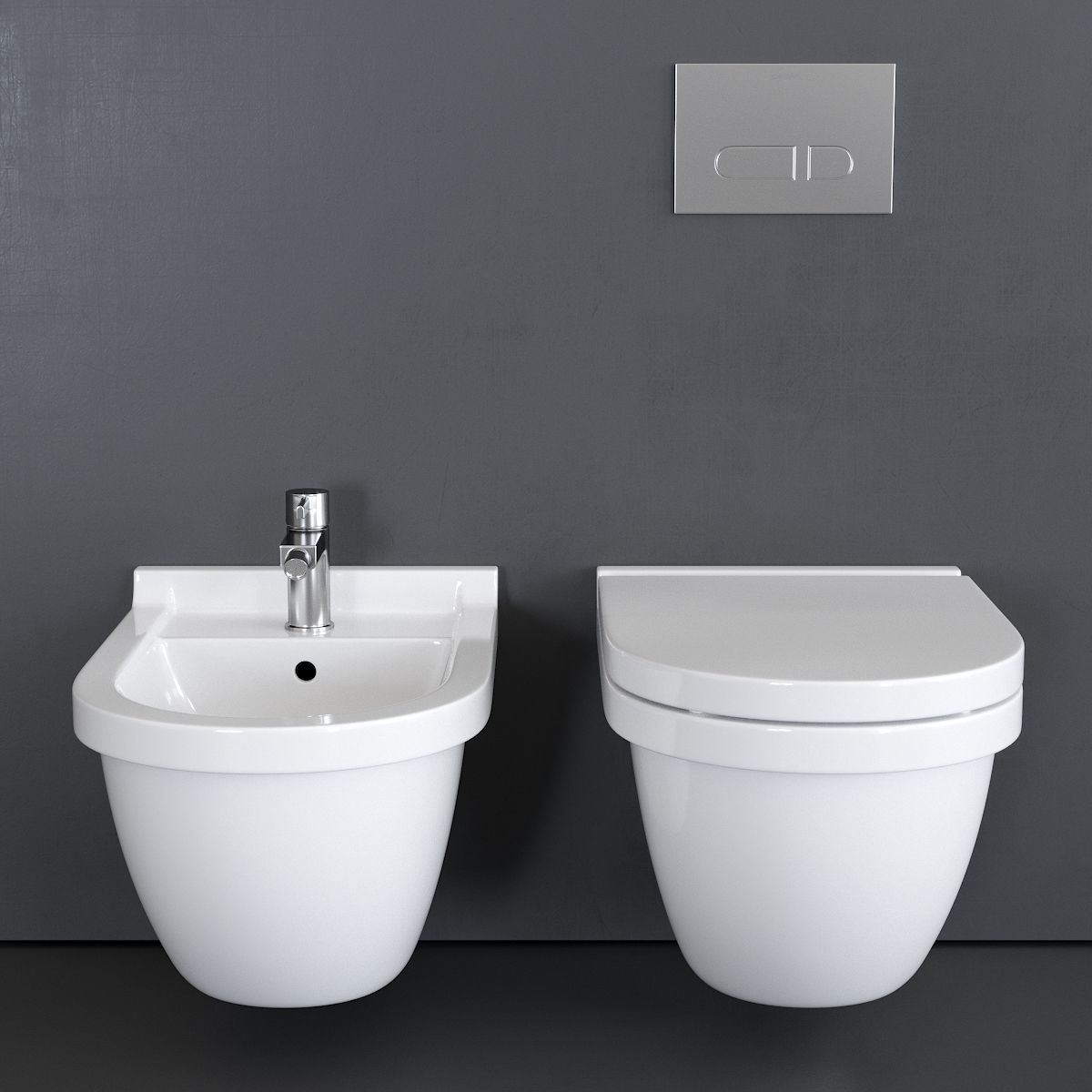 Duravit Starck 3 Wall-hung WC Low-poly 3D model_2