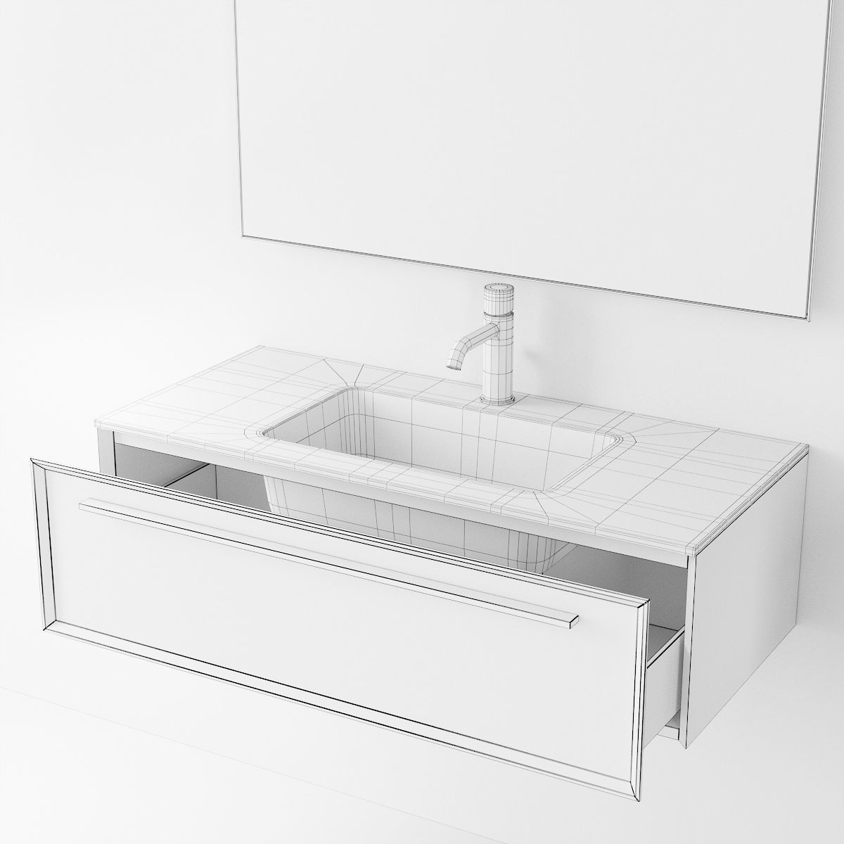 3D model Falper 7 0 Wallmounted vanity unit with drawers VR / AR / low