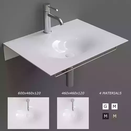 Scarabeo Ceramiche Veil Wall-mounted Washbasin Low-poly 3D model