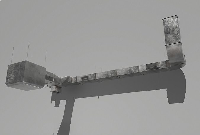 Air ducts modular ventilation system Low-poly 3D model