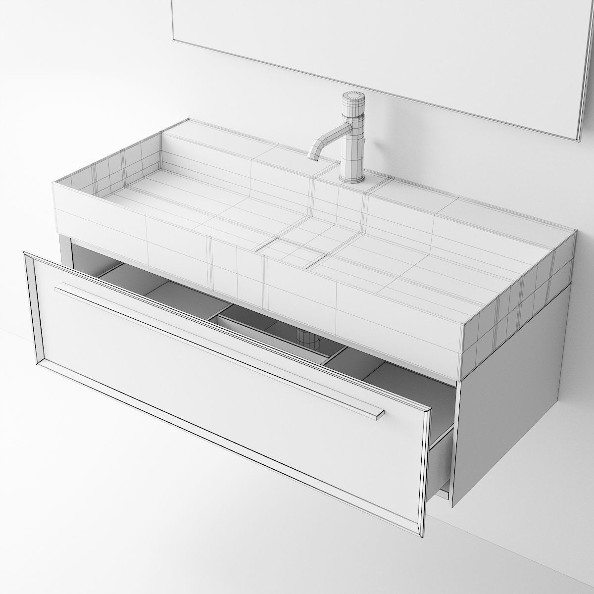 Falper 7 0 Set 2 Wall-mounted vanity unit with drawers Low-poly 3D model_4