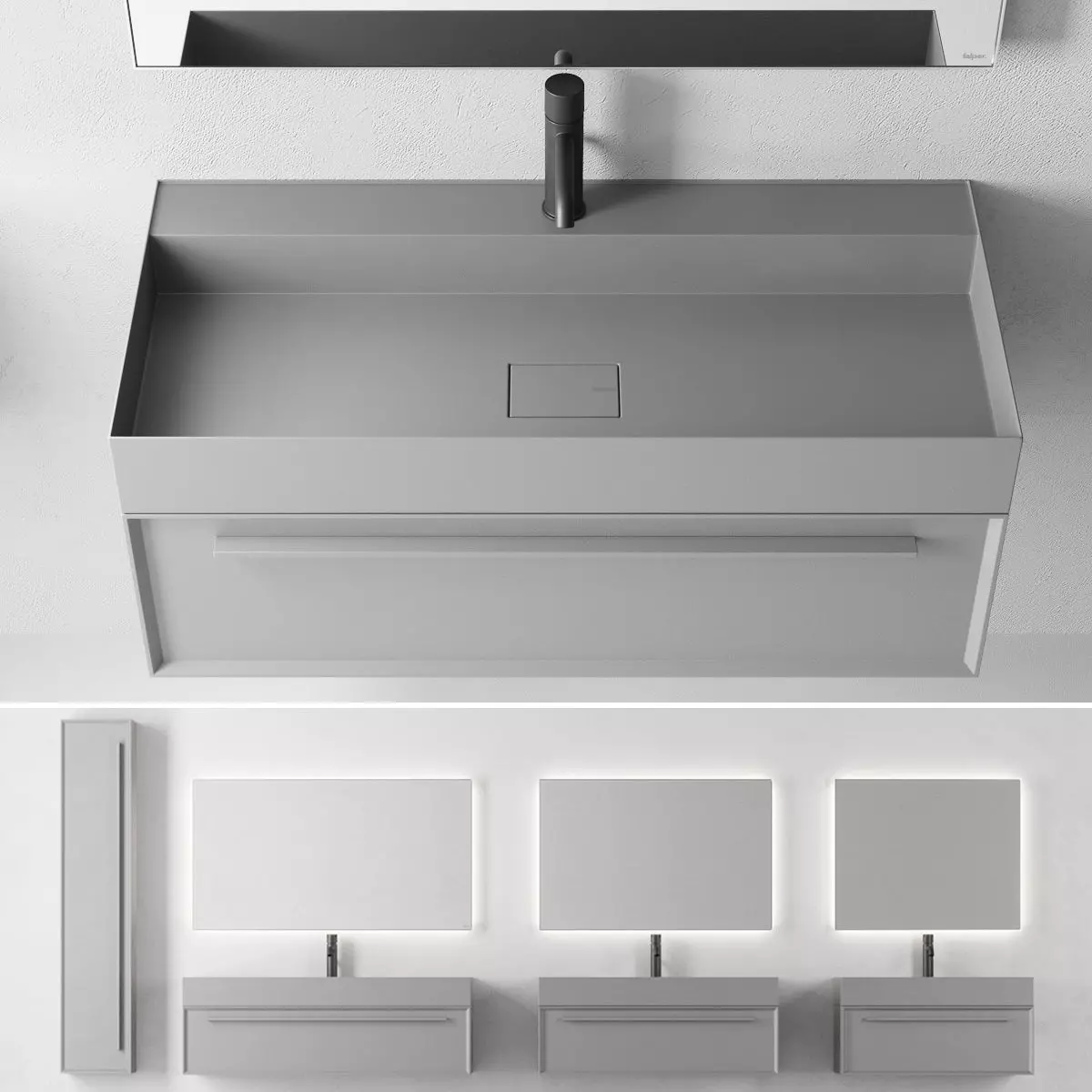 Falper 7 0 Set 2 Wall-mounted vanity unit with drawers Low-poly 3D model_0