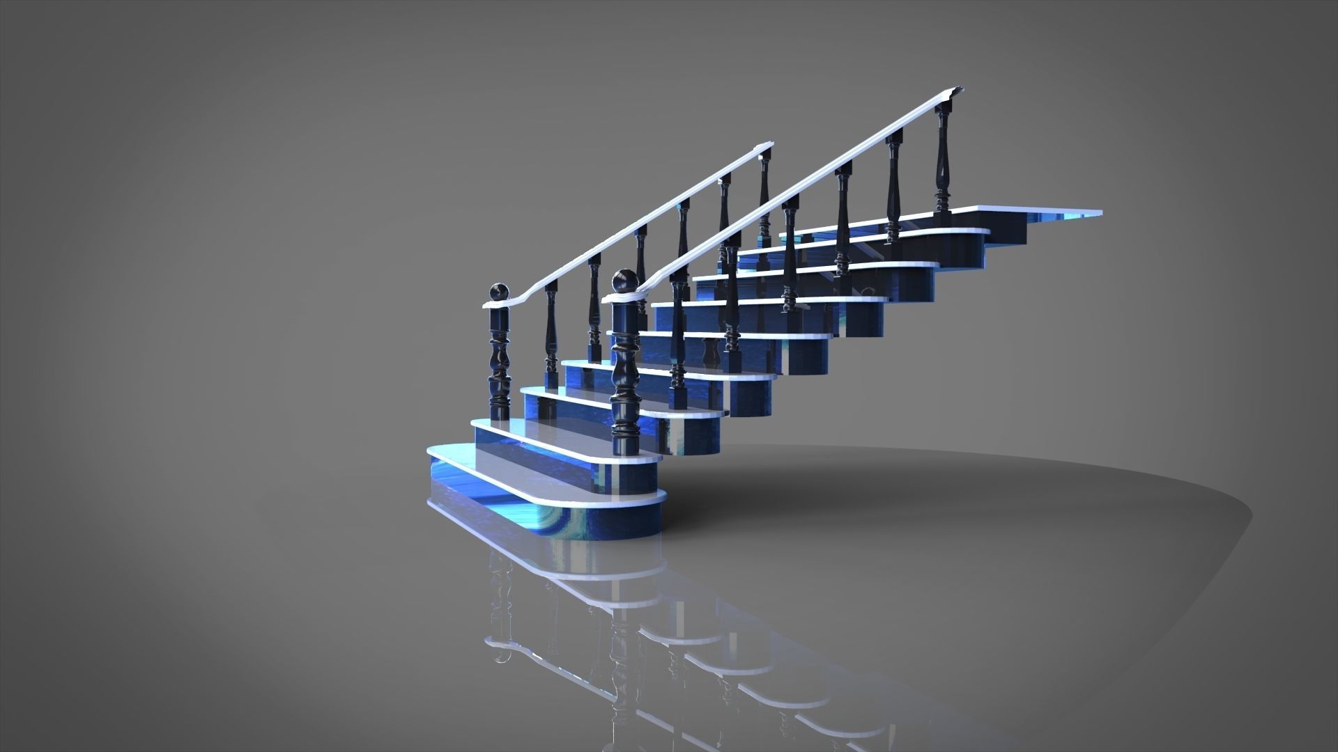Classic stairs  3D model_6