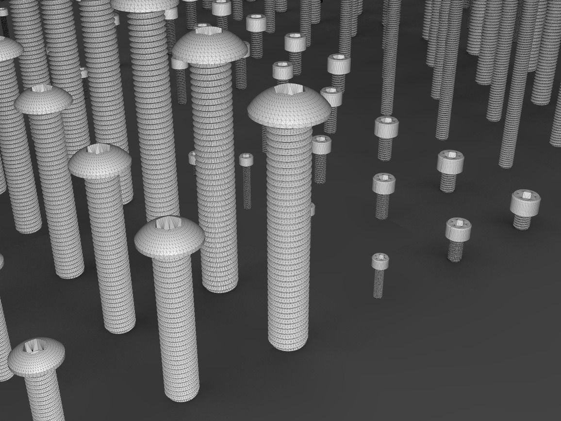ISO Metric Hex Screws Kitbash 3D model_3