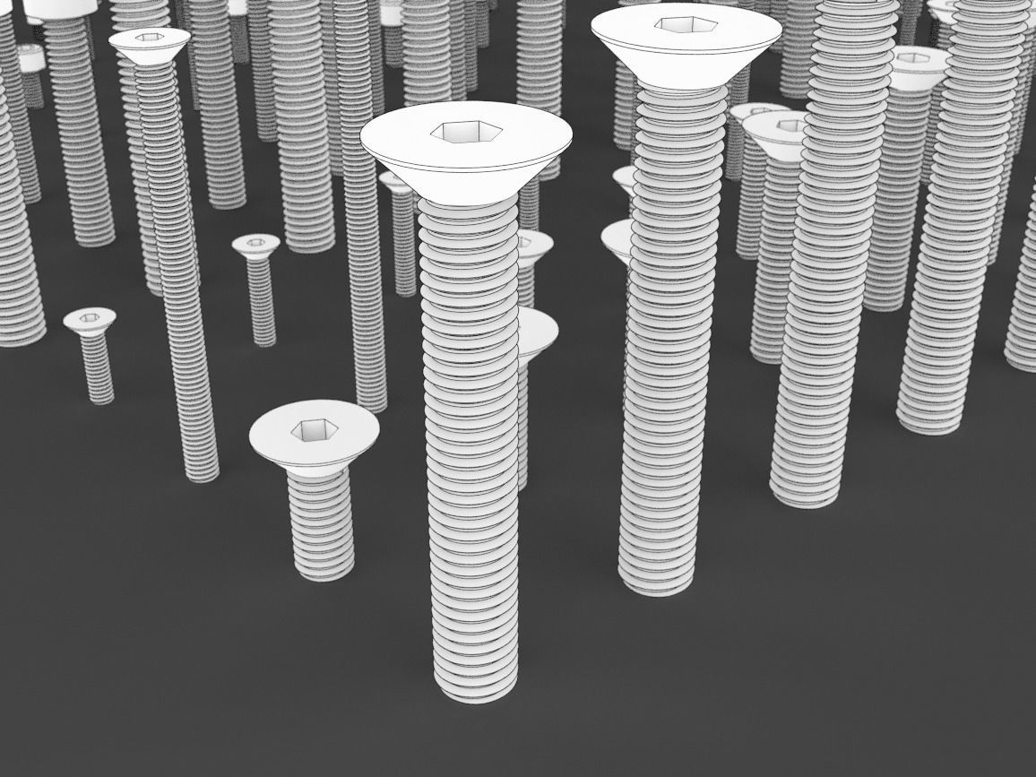 ISO Metric Hex Screws Kitbash 3D model_5