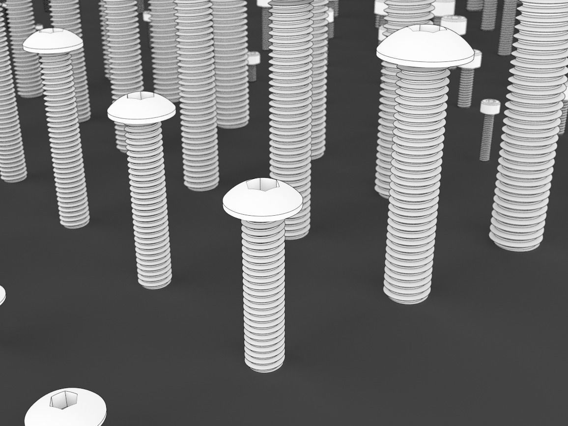 ISO Metric Hex Screws Kitbash 3D model_6