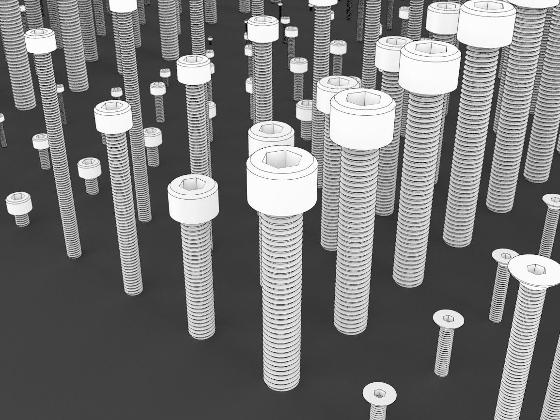 ISO Metric Hex Screws Kitbash 3D model_4