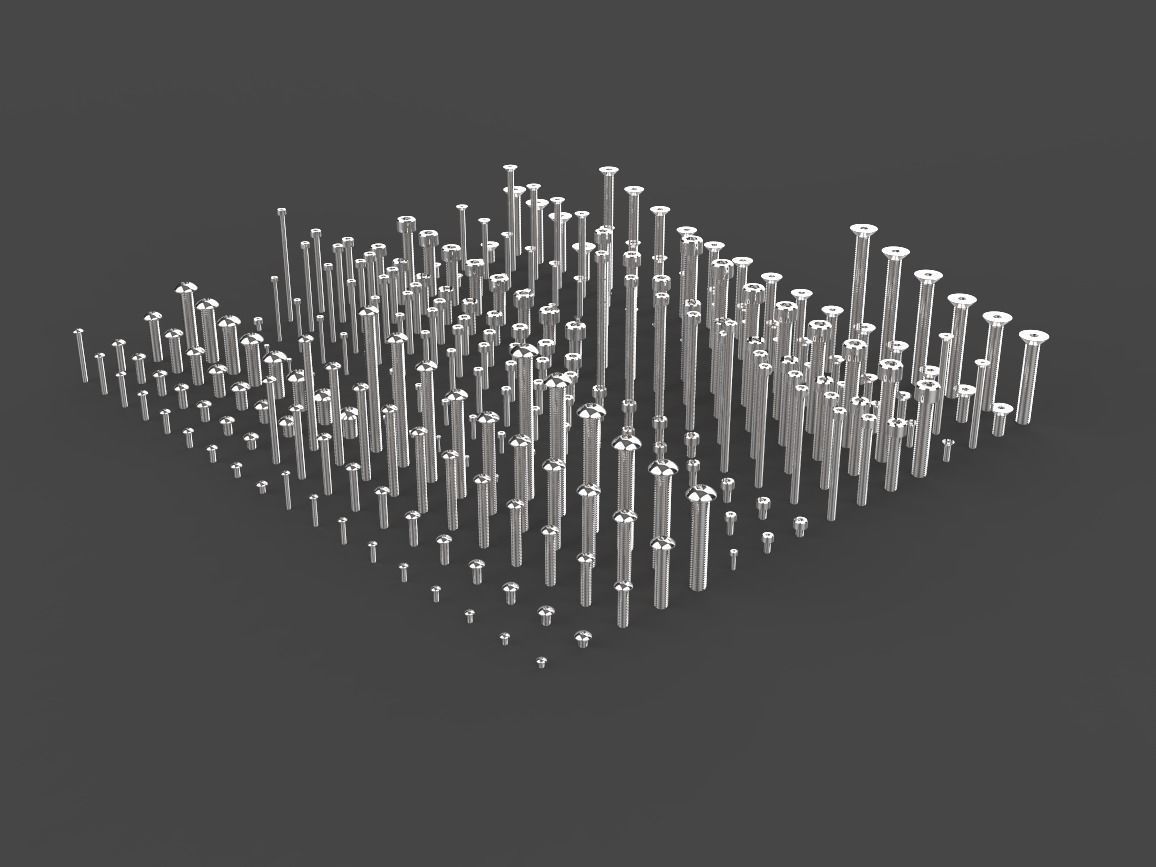 ISO Metric Hex Screws Kitbash 3D model_10