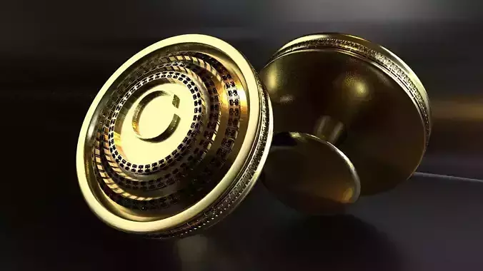 Luxury Cufflink with alphabet C 3D print model