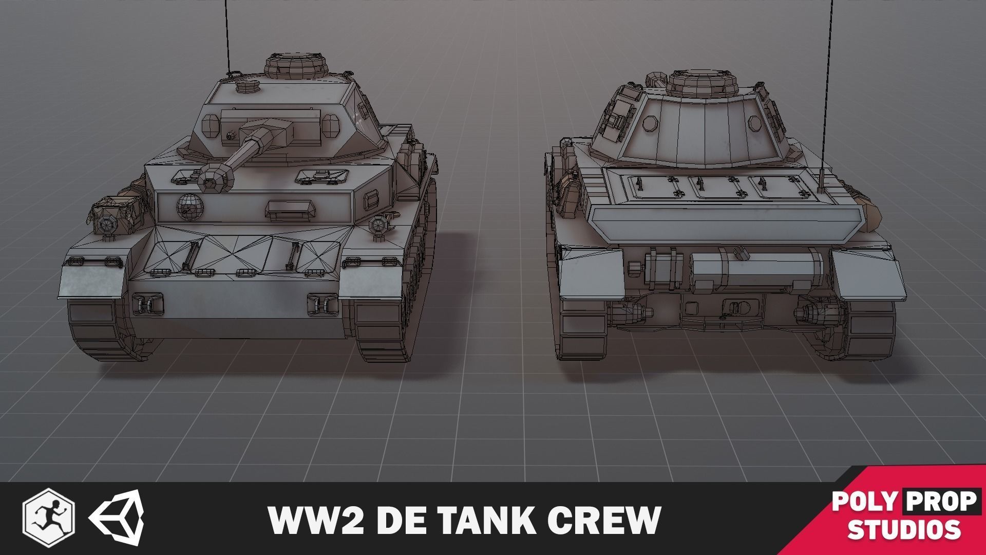 WW2 DE Tank Crew Low-poly 3D model_8
