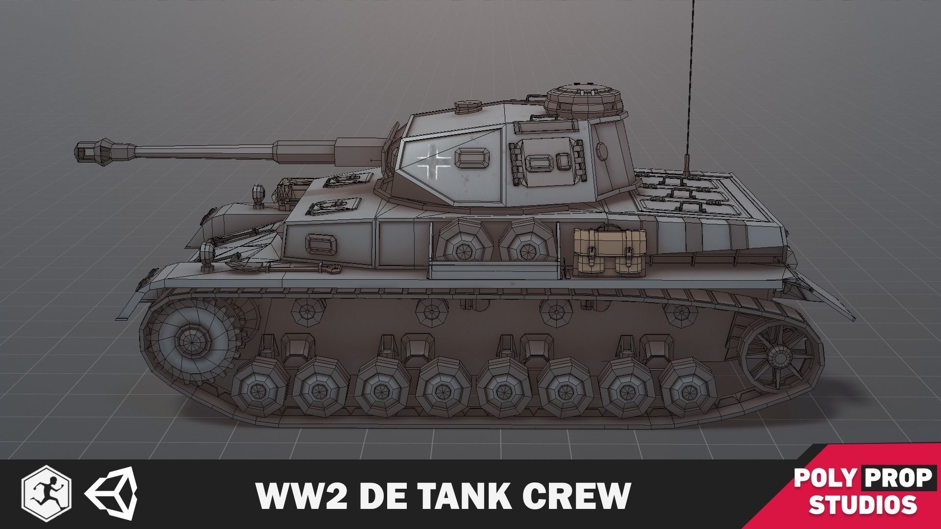 WW2 DE Tank Crew Low-poly 3D model_6