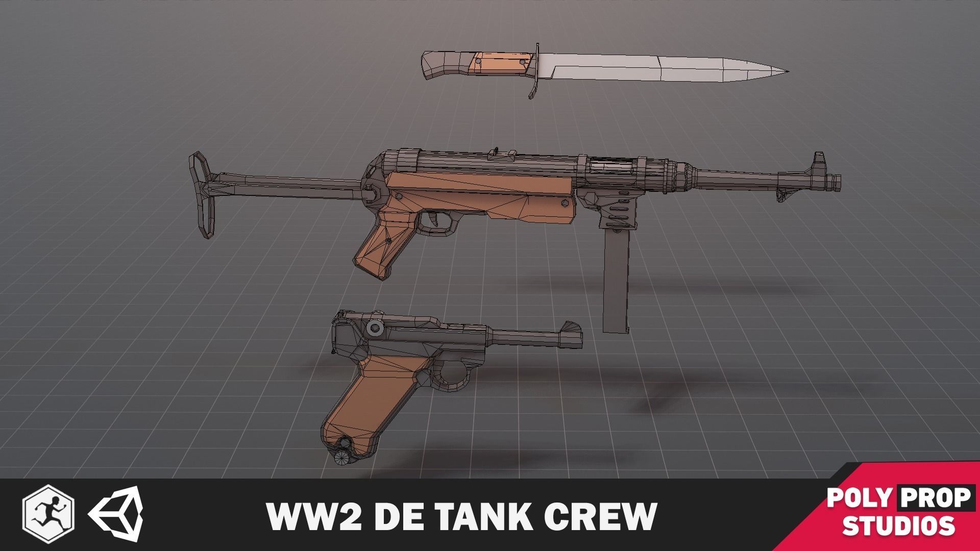 WW2 DE Tank Crew Low-poly 3D model_9