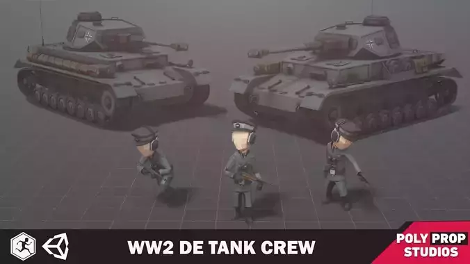 WW2 DE Tank Crew Low-poly 3D model