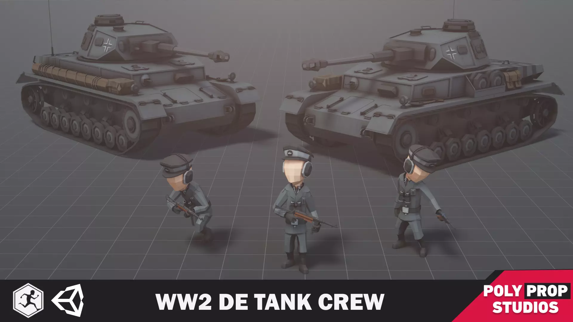 WW2 DE Tank Crew Low-poly 3D model_0