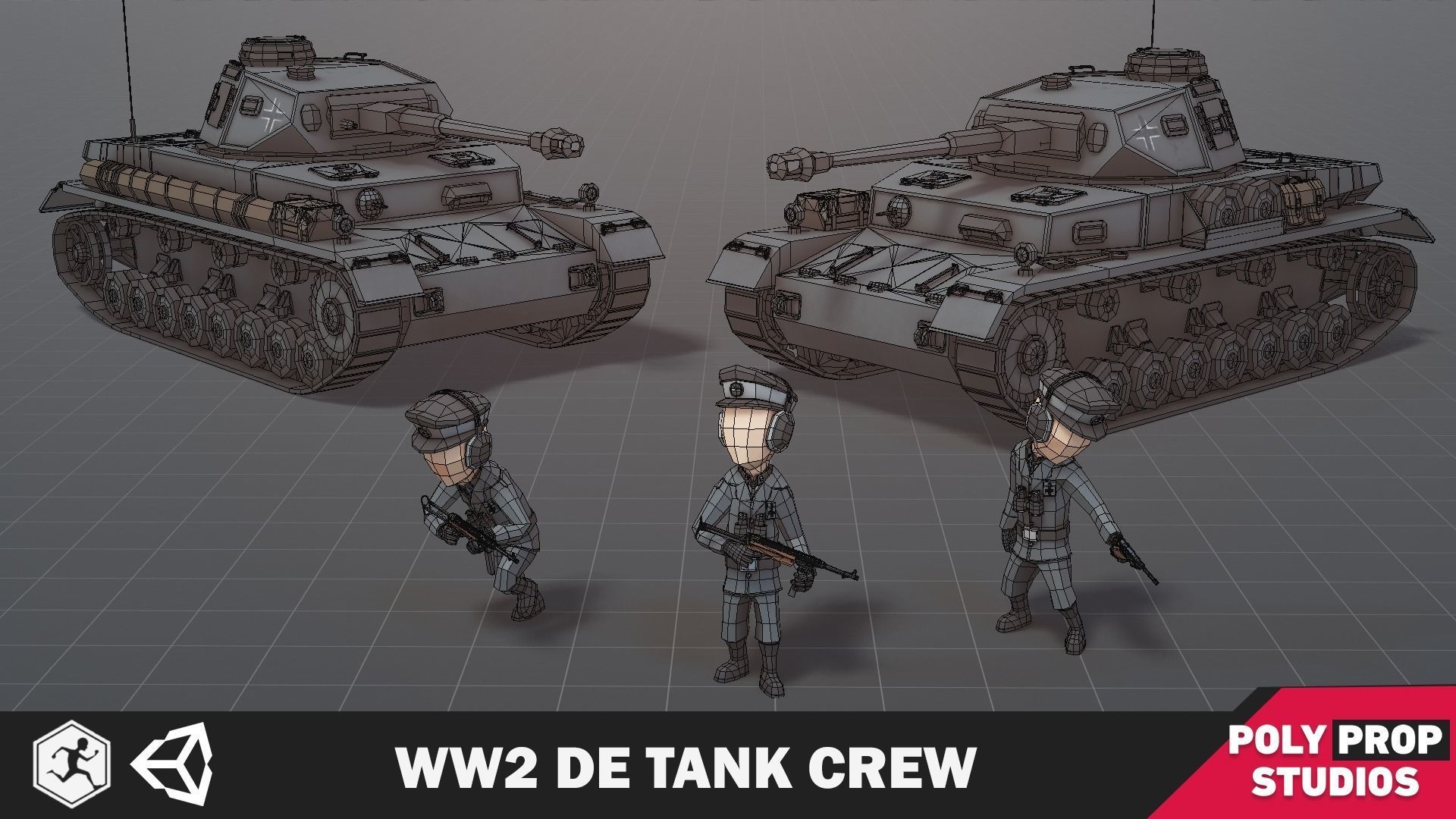 WW2 DE Tank Crew Low-poly 3D model_5