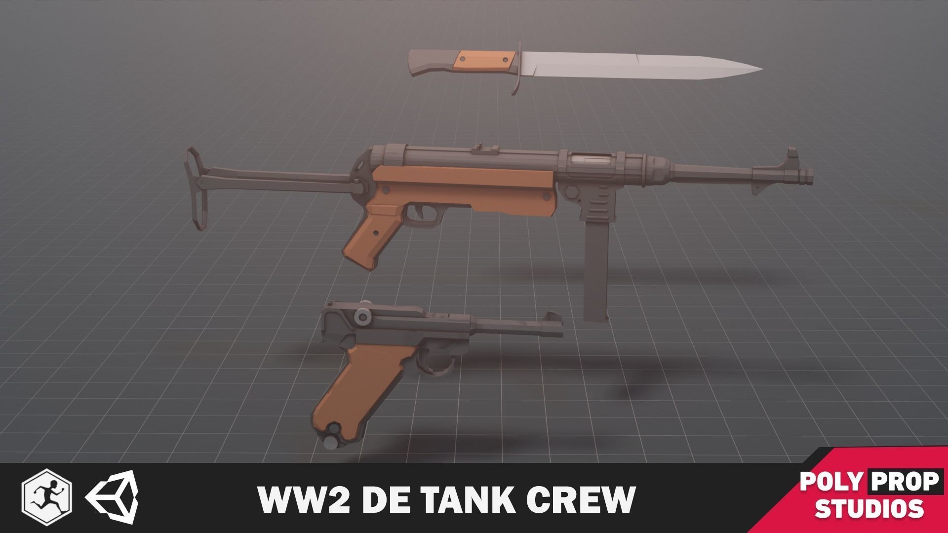 WW2 DE Tank Crew Low-poly 3D model_4