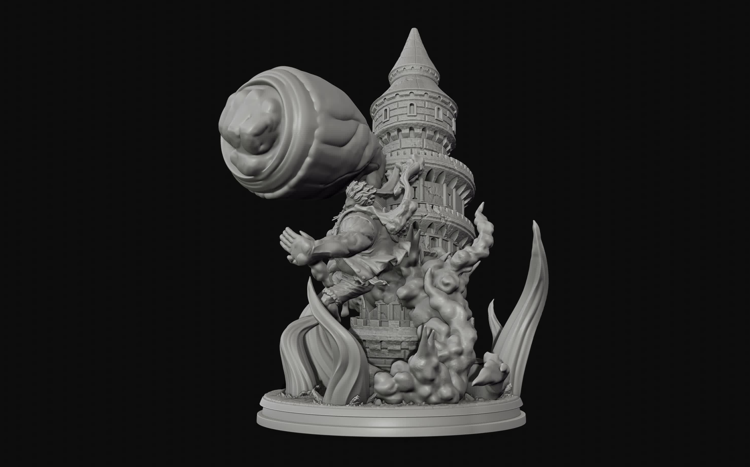 Luffy Gear 4 Ultimate King Kong Gun - One Piece 3d Print statue 3D print model_10