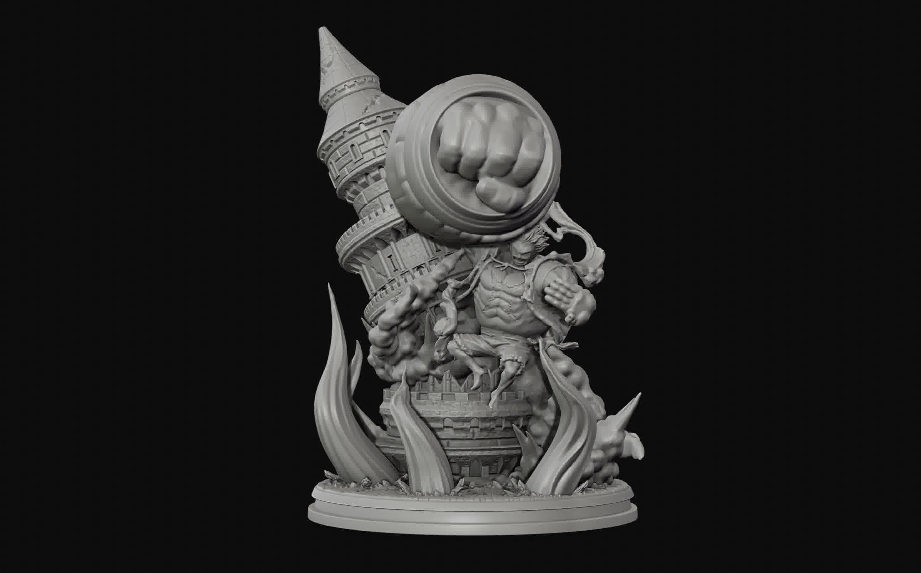 Luffy Gear 4 Ultimate King Kong Gun - One Piece 3d Print statue 3D print model_39
