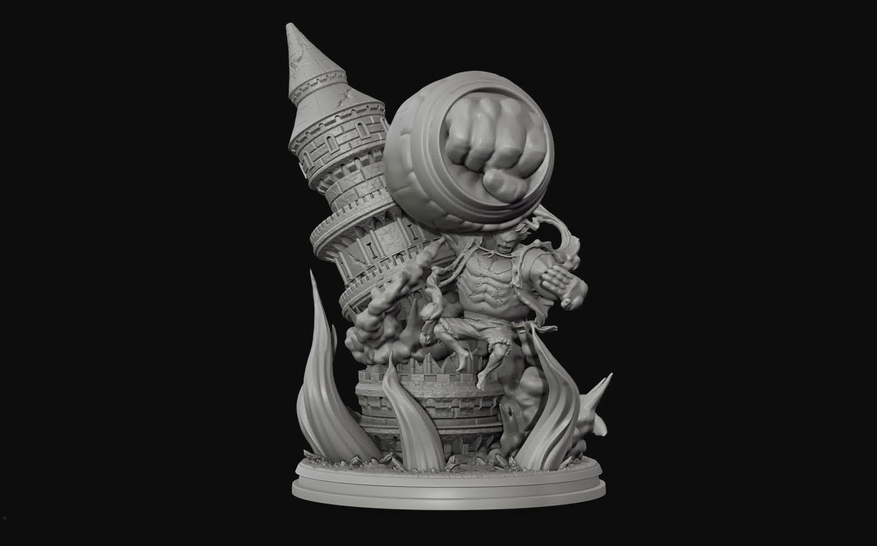 Luffy Gear 4 Ultimate King Kong Gun - One Piece 3d Print statue 3D print model_38