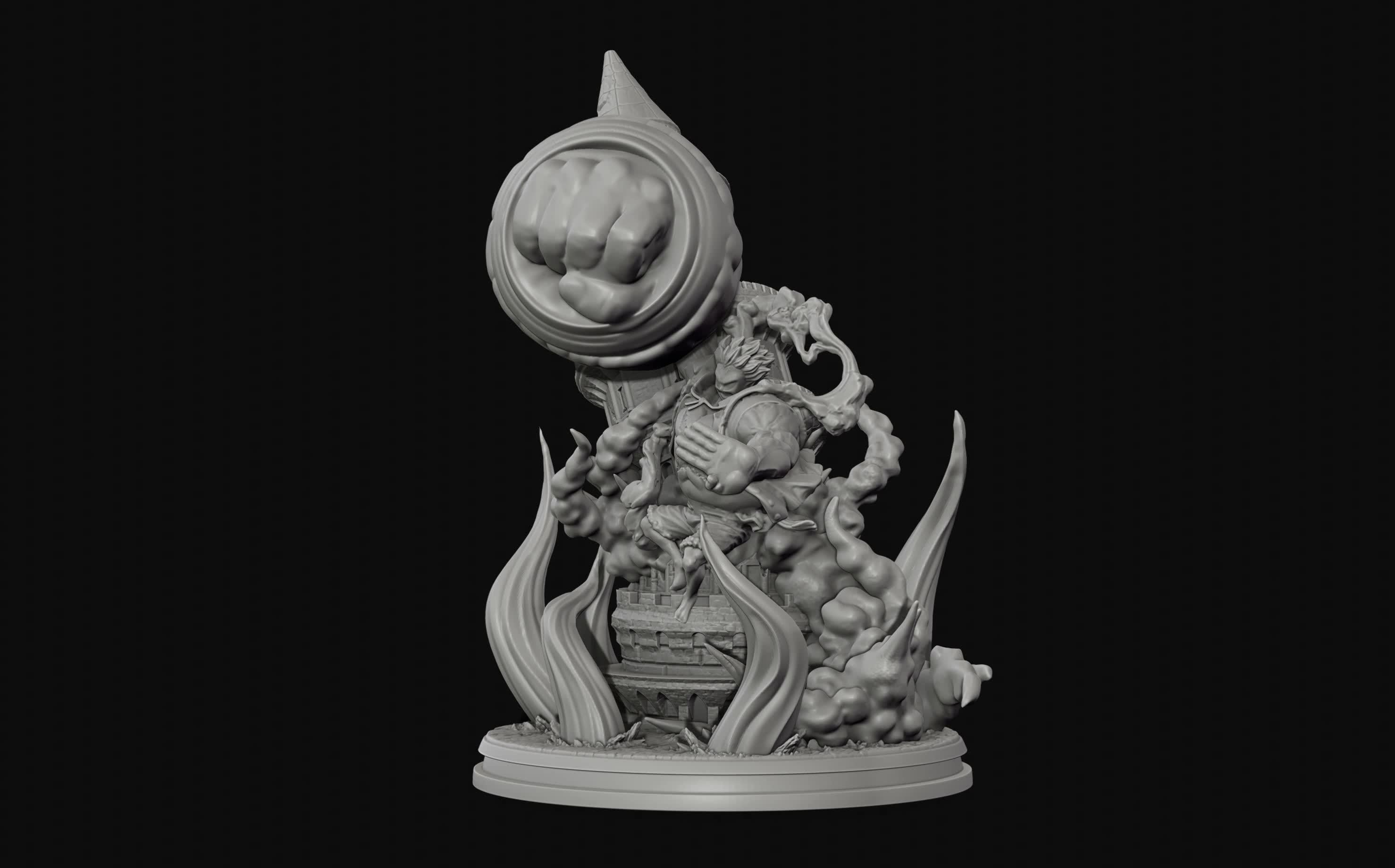 Luffy Gear 4 Ultimate King Kong Gun - One Piece 3d Print statue 3D print model_7