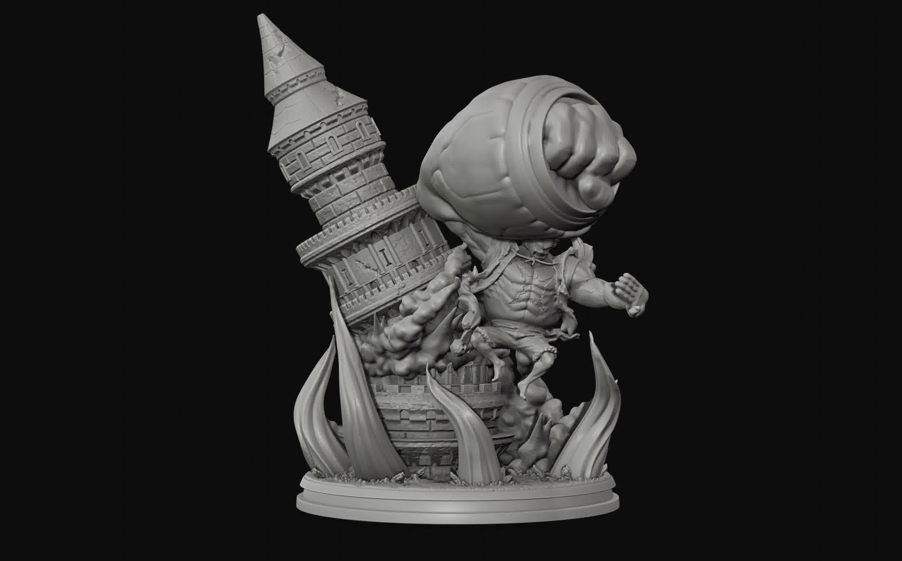 Luffy Gear 4 Ultimate King Kong Gun - One Piece 3d Print statue 3D print model_36
