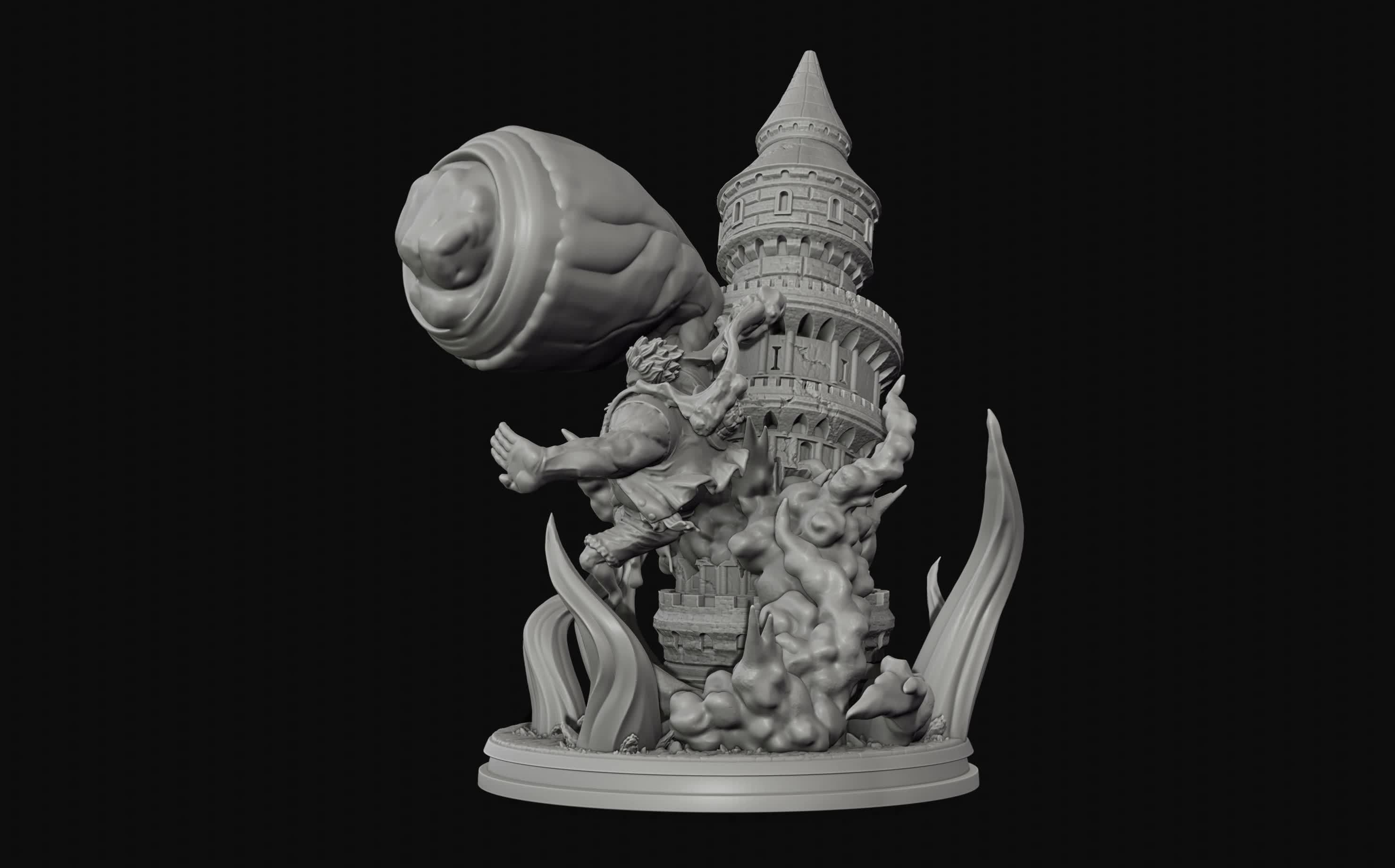 Luffy Gear 4 Ultimate King Kong Gun - One Piece 3d Print statue 3D print model_11