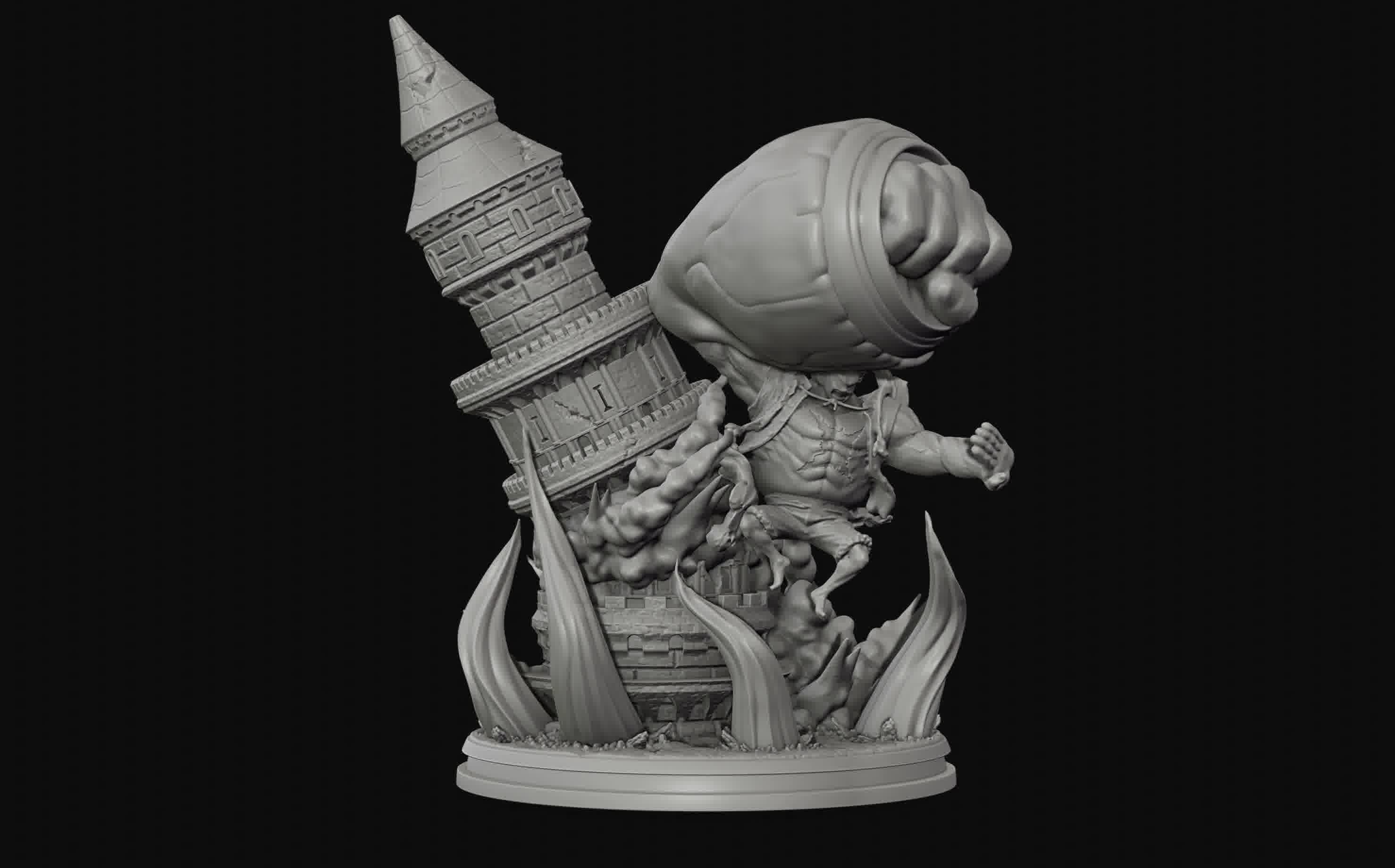 Luffy Gear 4 Ultimate King Kong Gun - One Piece 3d Print statue 3D print model_35