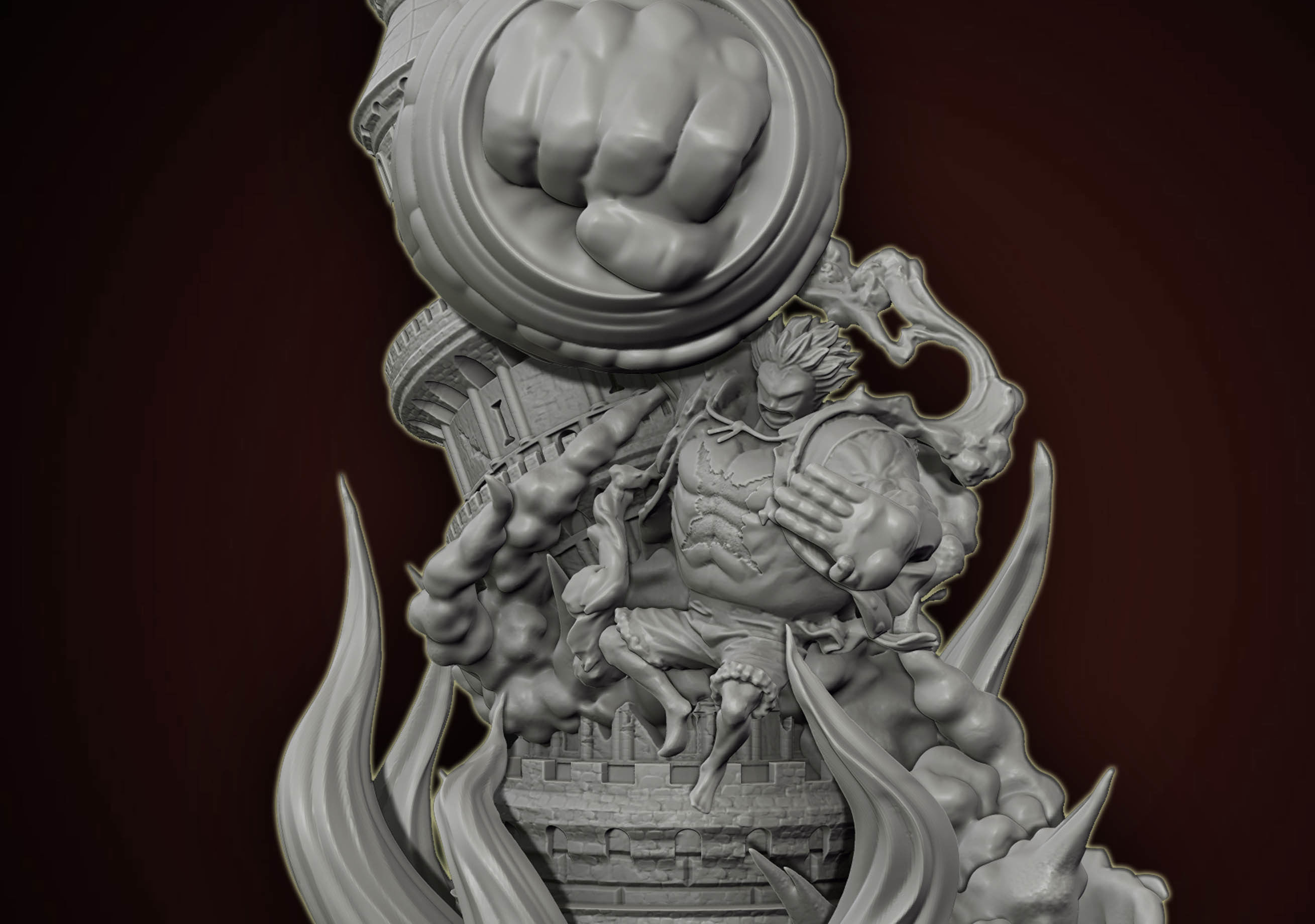 Luffy Gear 4 Ultimate King Kong Gun - One Piece 3d Print statue 3D print model_2