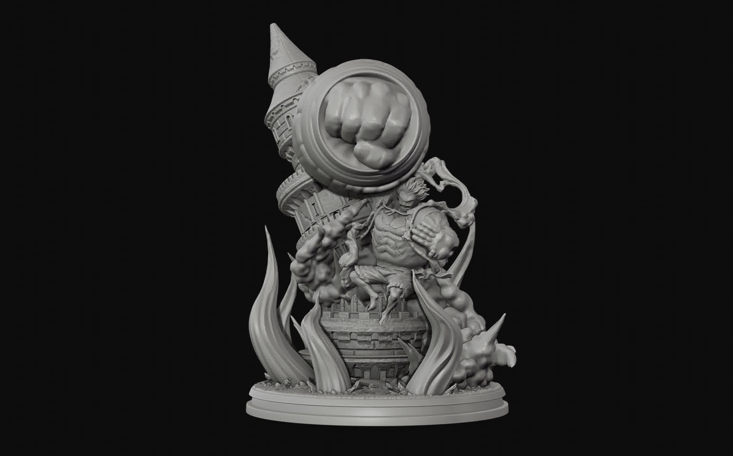 Luffy Gear 4 Ultimate King Kong Gun - One Piece 3d Print statue 3D print model_40