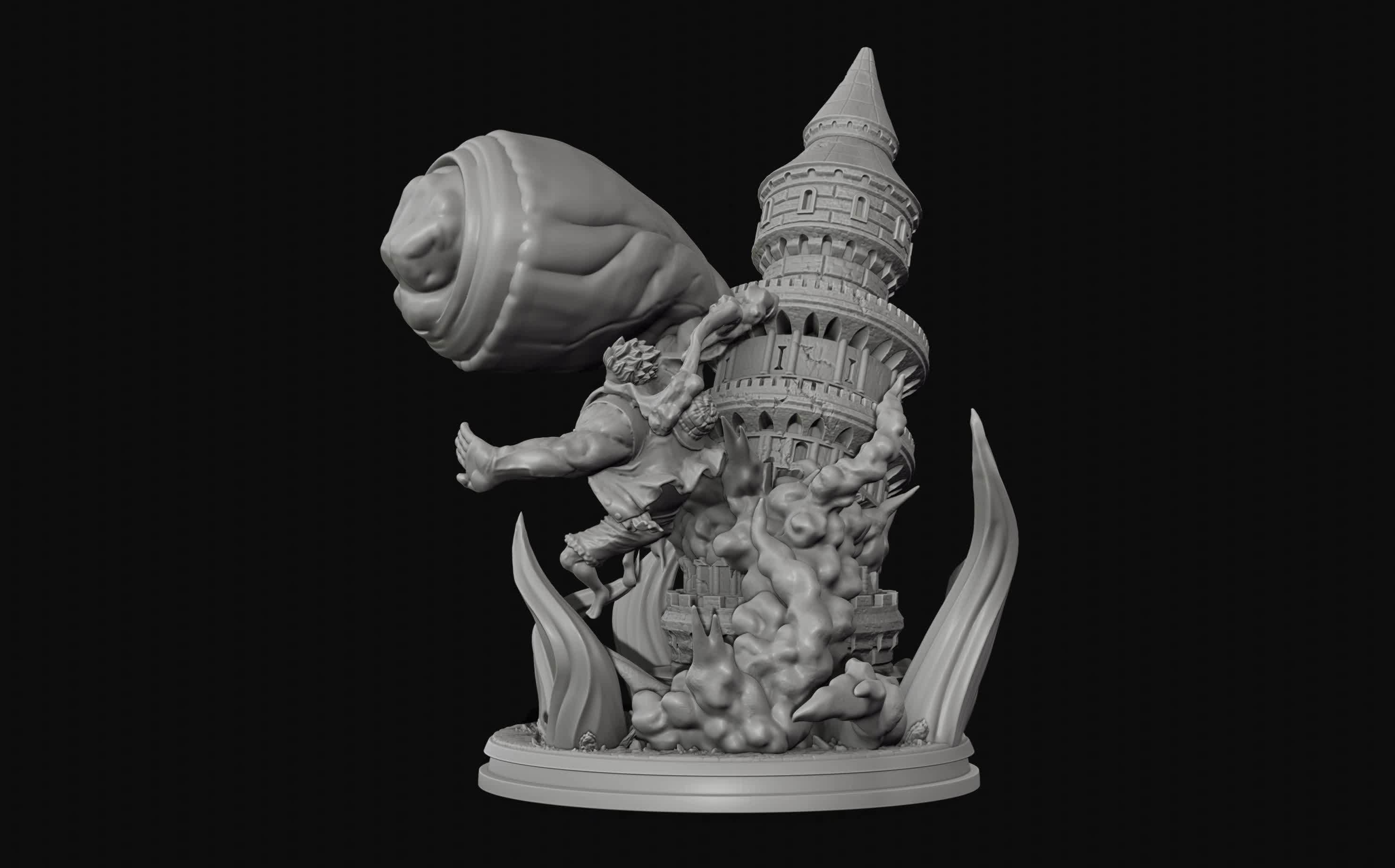 Luffy Gear 4 Ultimate King Kong Gun - One Piece 3d Print statue 3D print model_12