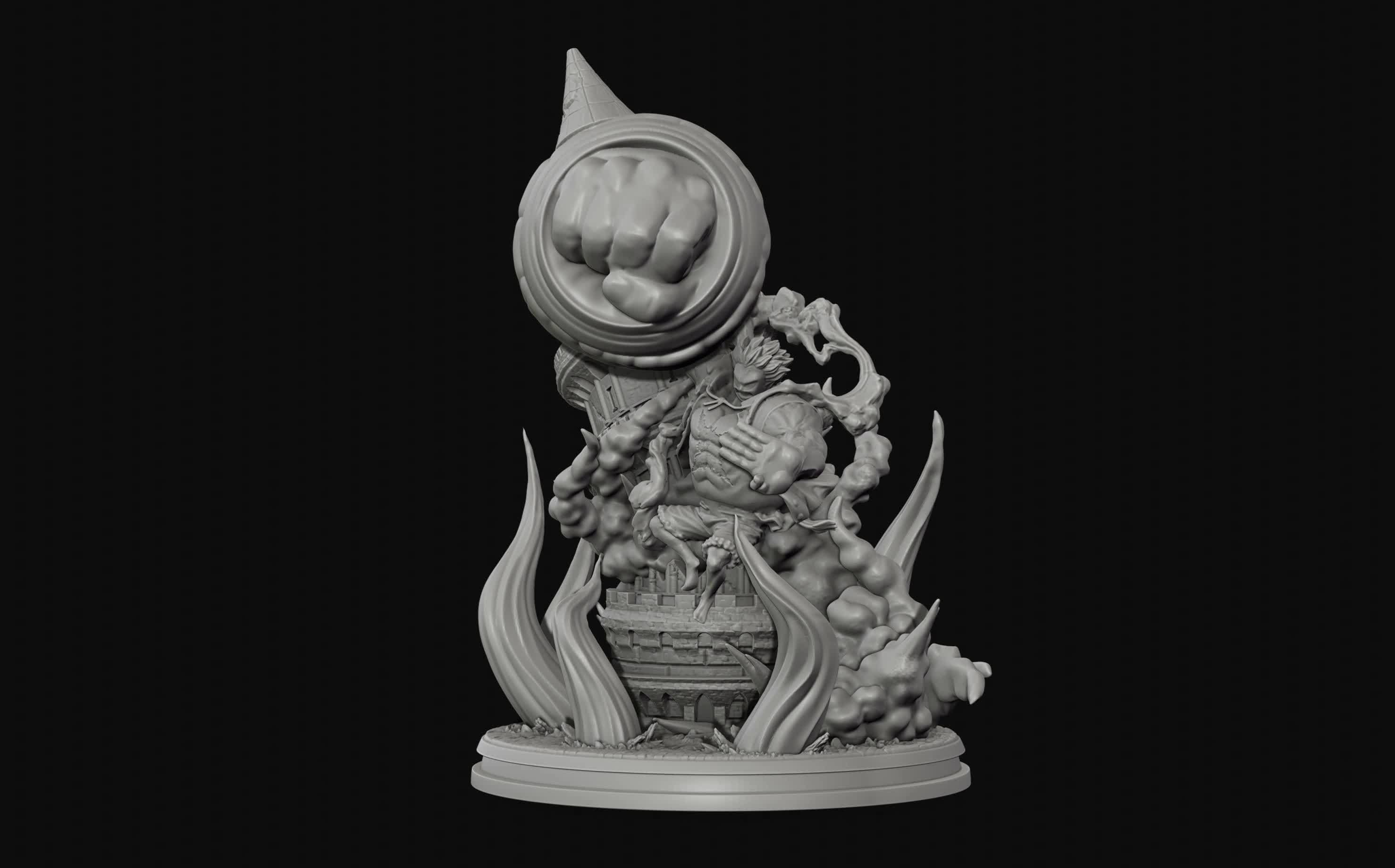 Luffy Gear 4 Ultimate King Kong Gun - One Piece 3d Print statue 3D print model_6