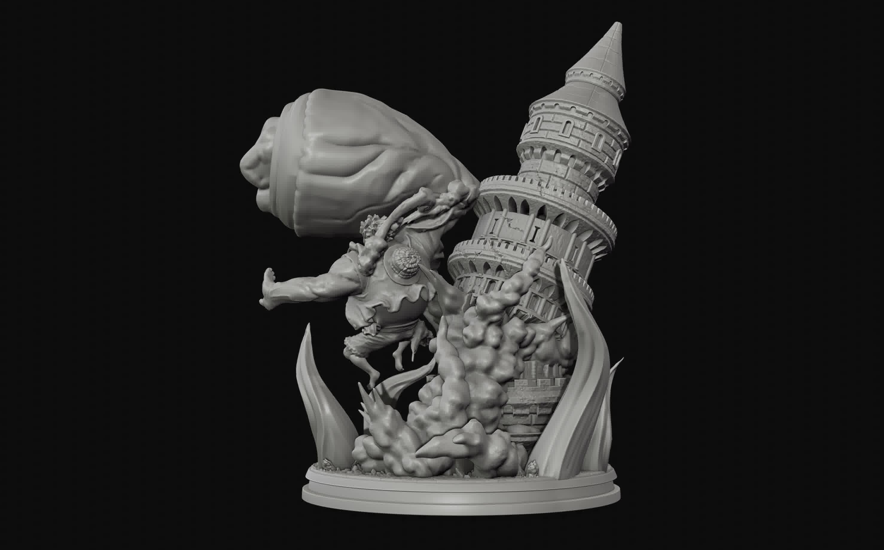 Luffy Gear 4 Ultimate King Kong Gun - One Piece 3d Print statue 3D print model_15
