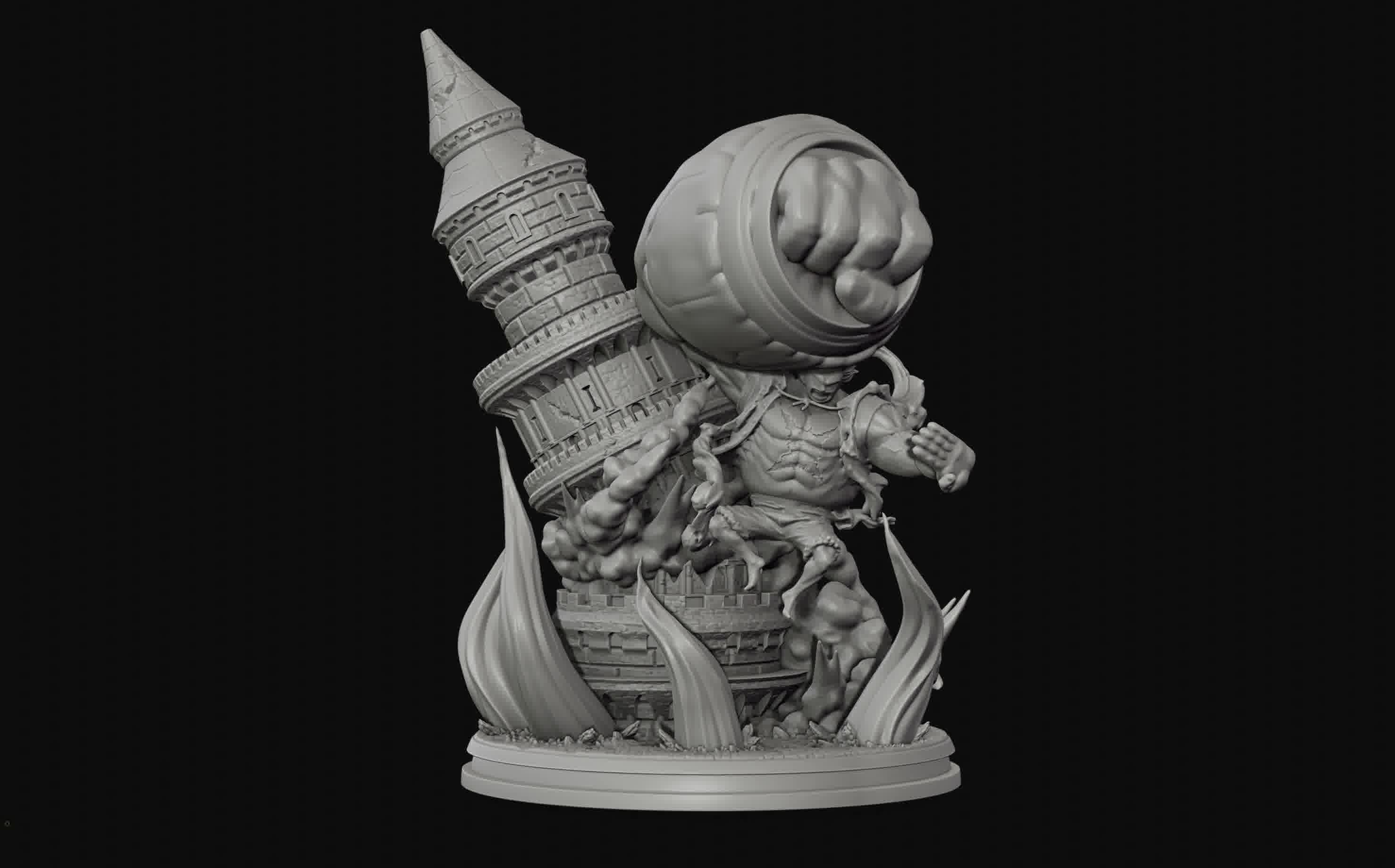 Luffy Gear 4 Ultimate King Kong Gun - One Piece 3d Print statue 3D print model_37
