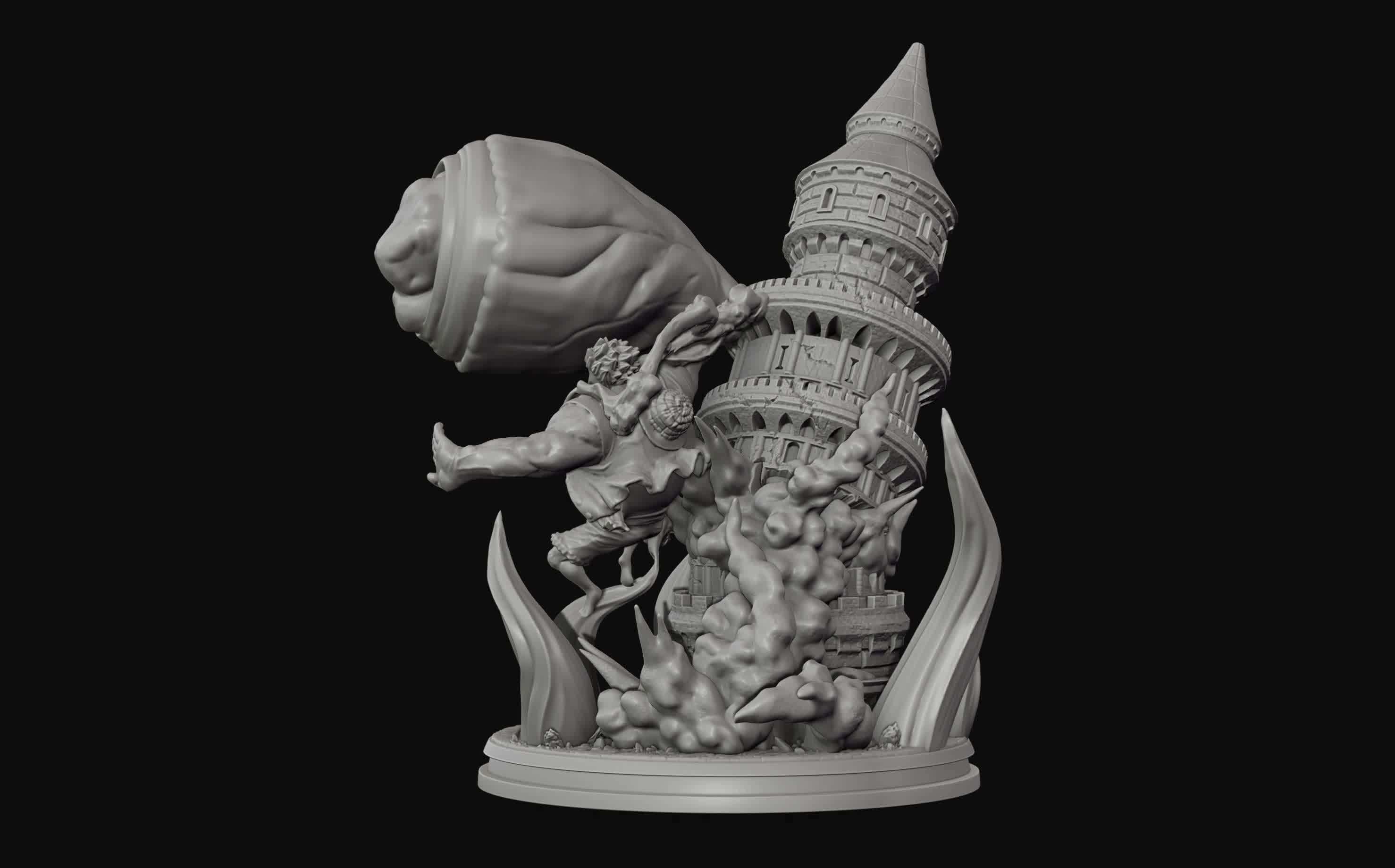 Luffy Gear 4 Ultimate King Kong Gun - One Piece 3d Print statue 3D print model_13