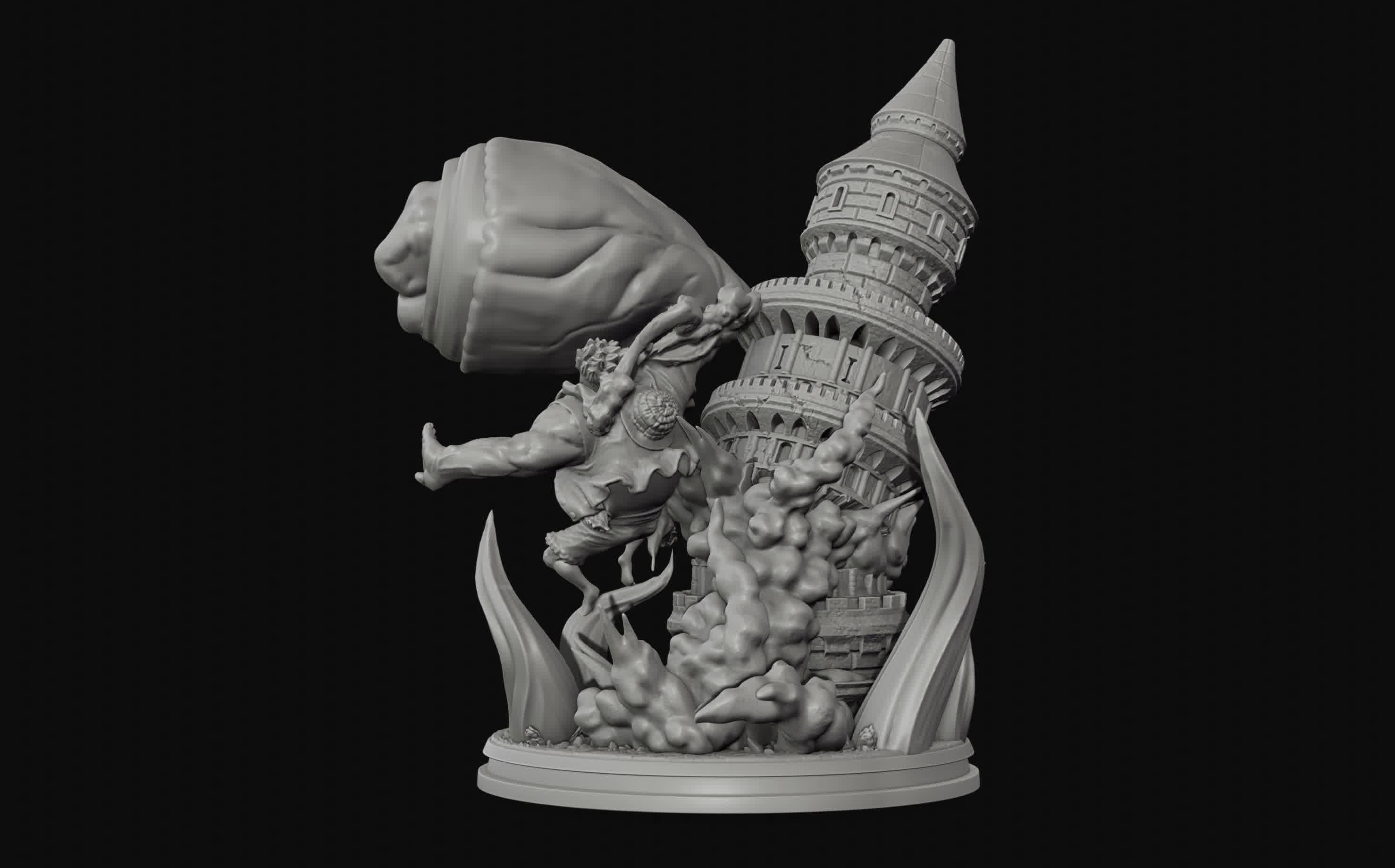 Luffy Gear 4 Ultimate King Kong Gun - One Piece 3d Print statue 3D print model_14