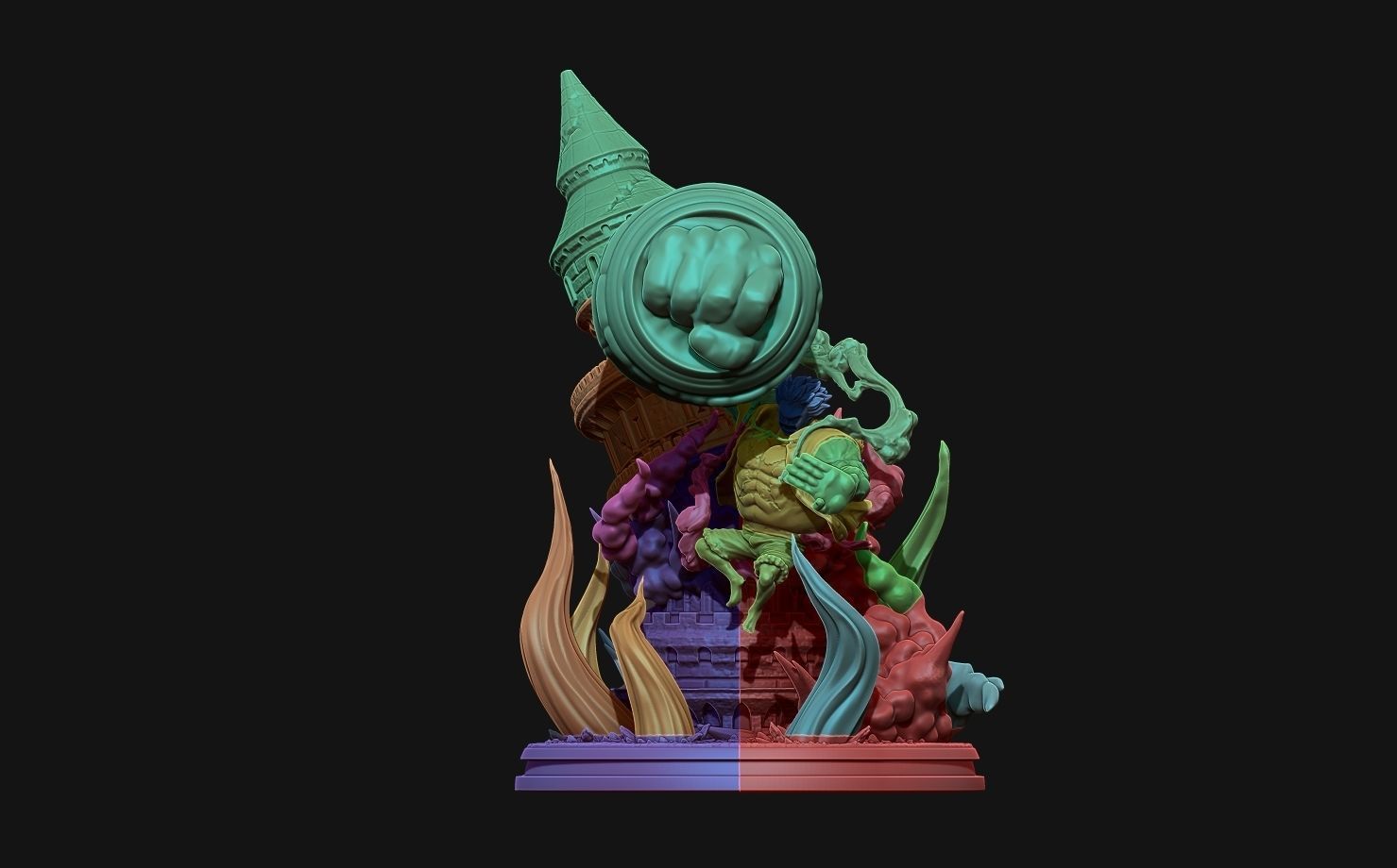 Luffy Gear 4 Ultimate King Kong Gun - One Piece 3d Print statue 3D print model_3