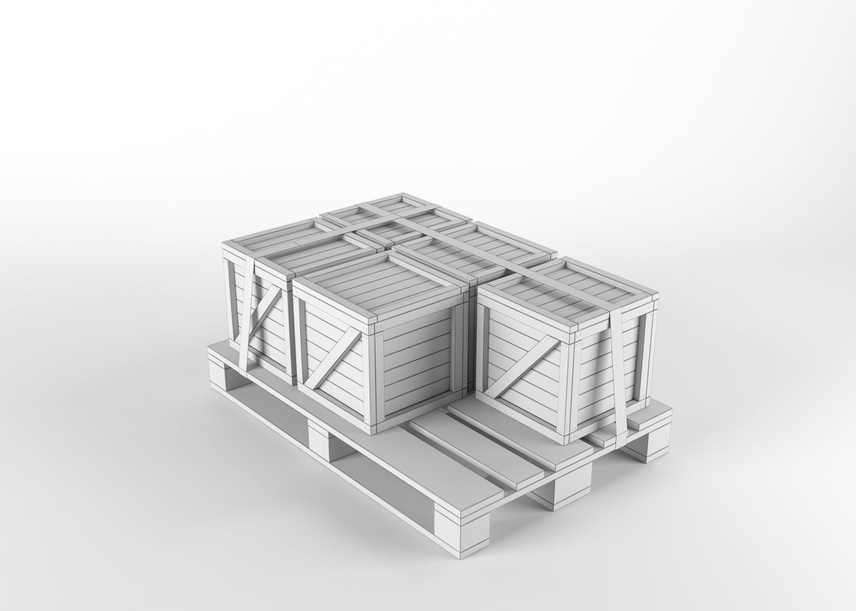 Box on Pallet Low-poly 3D model_9