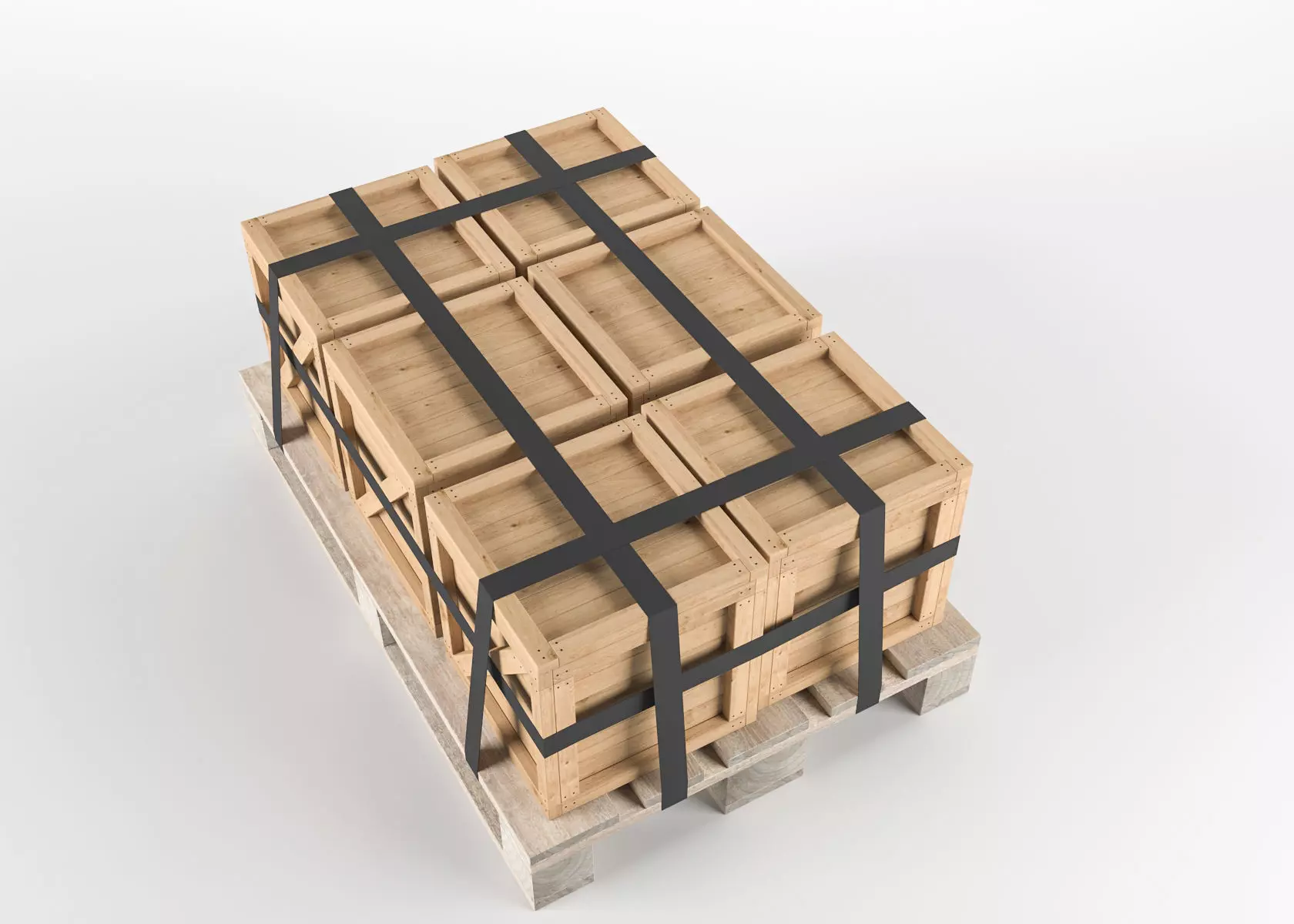 Box on Pallet Low-poly 3D model_0
