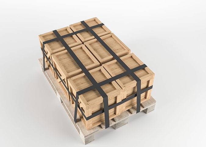 Box on Pallet Low-poly 3D model