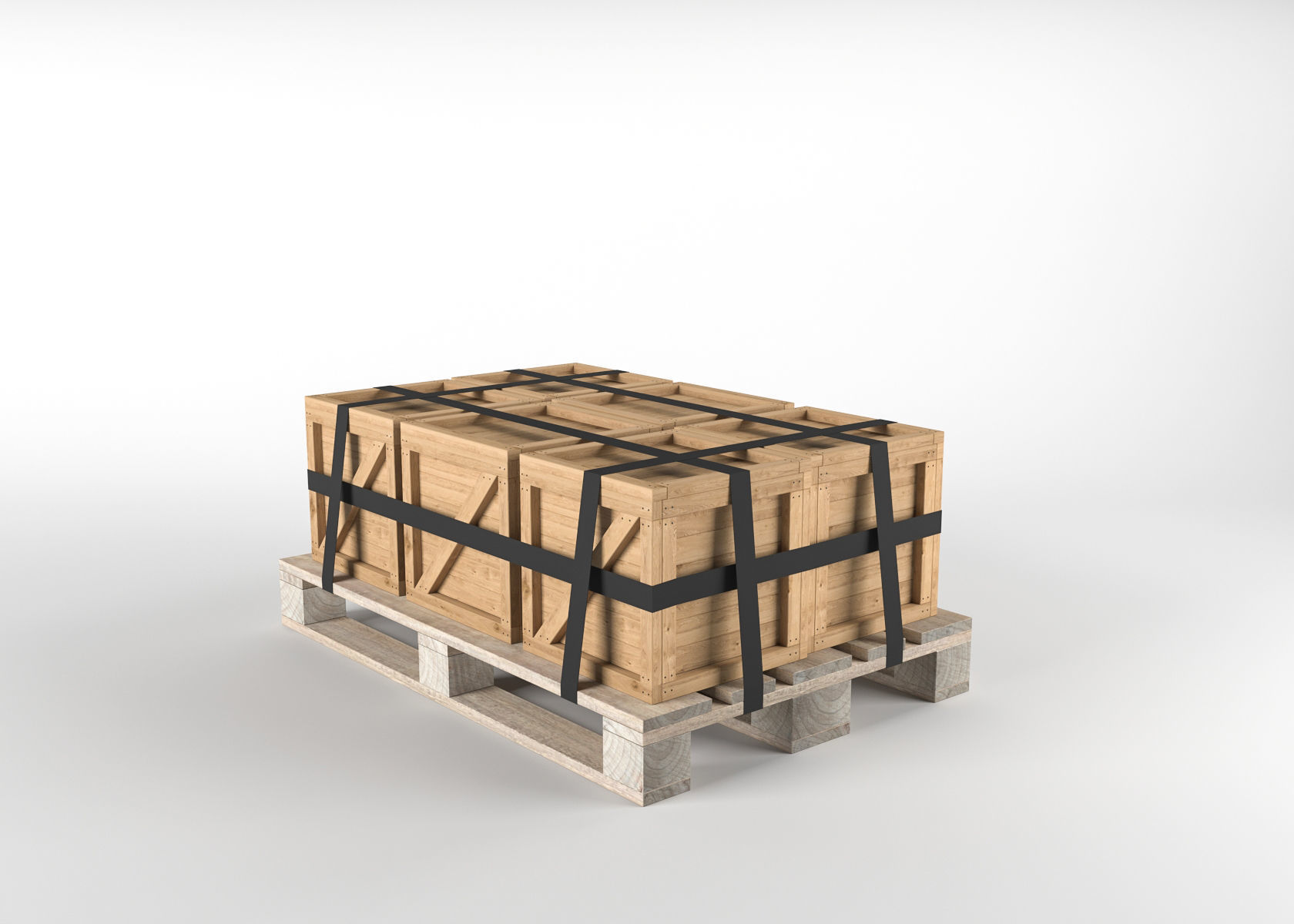 Box on Pallet Low-poly 3D model_1