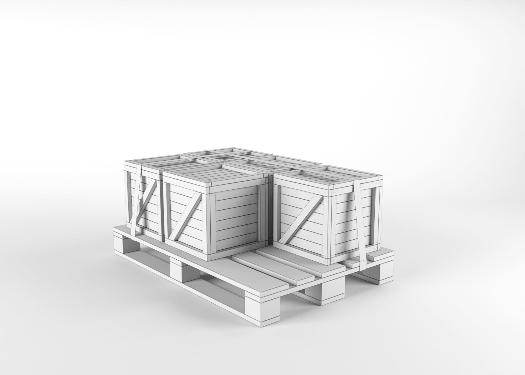 Box on Pallet Low-poly 3D model_8