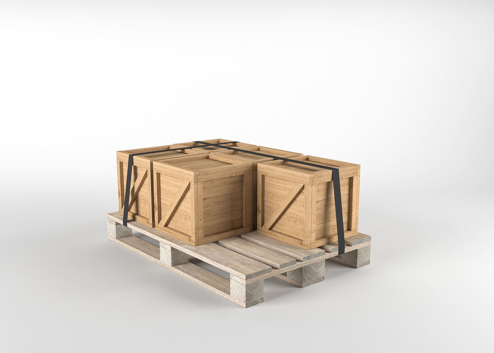 Box on Pallet Low-poly 3D model_7