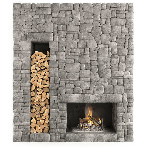 Stone Fireplace 3D model