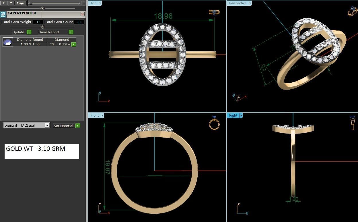 Women Band Ring 3dm render detail 3D print model_3